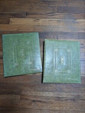 Vintage Springfield Green Padded Leatherette Photo Album Set Of 2 Empty